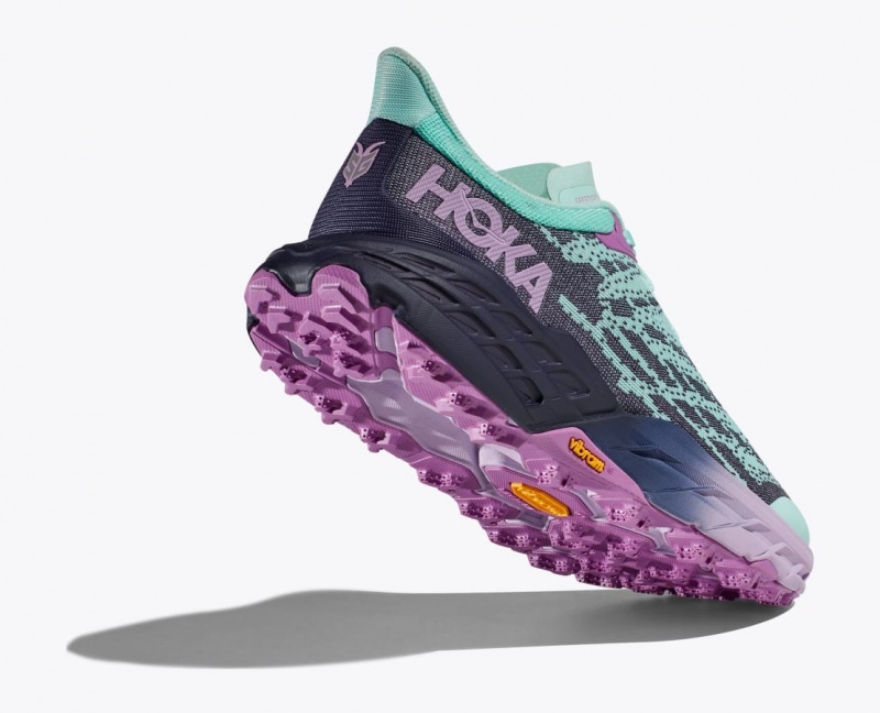 HOKA Speedgoat 5 Women's Trail Running Shoes Turquoise / Purple | 62839NWDC