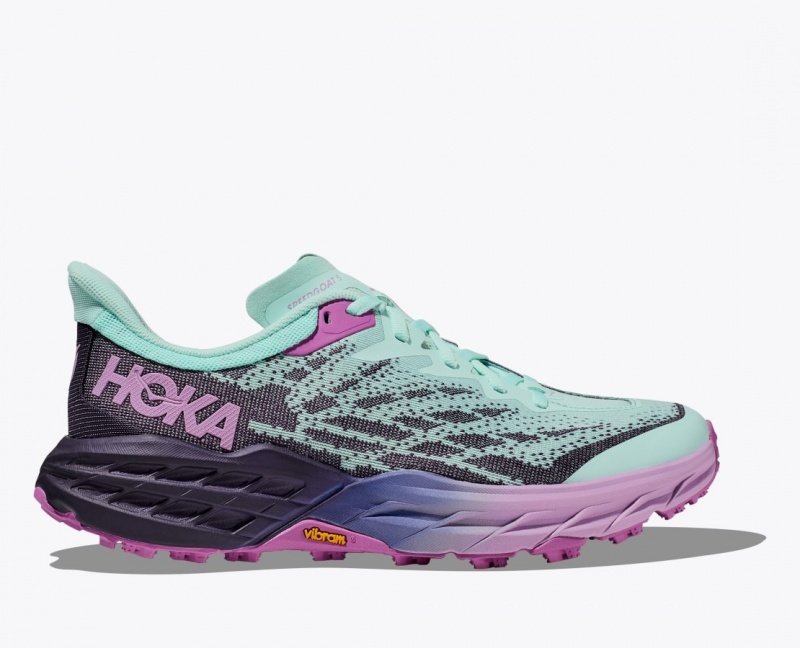 HOKA Speedgoat 5 Women\'s Trail Running Shoes Turquoise / Purple | 62839NWDC