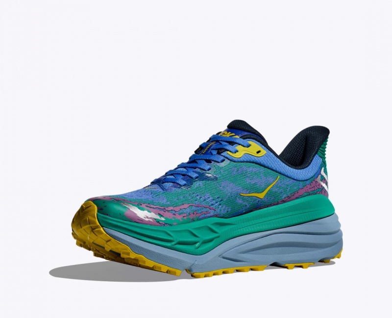 HOKA Stinson 7 Men's Trail Running Shoes Green / Blue | 46512KJIC