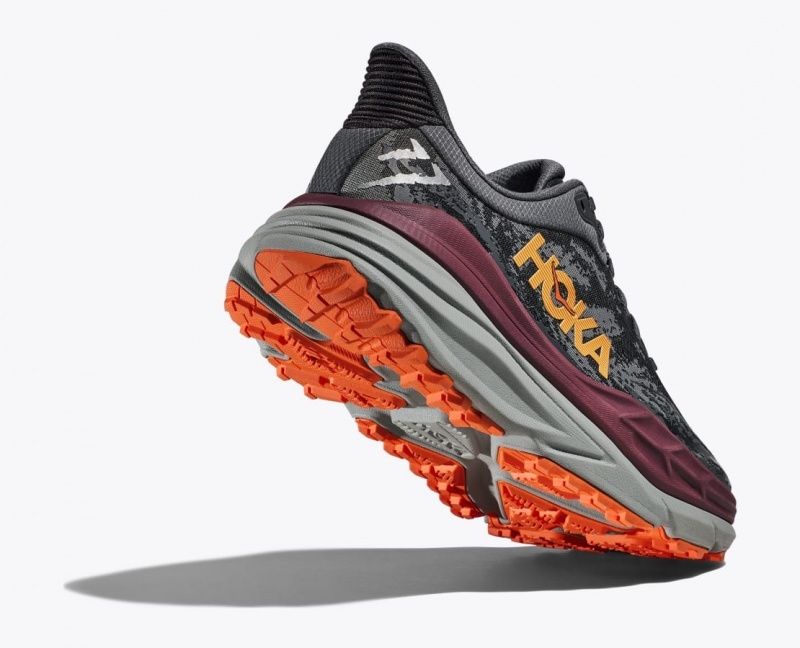 HOKA Stinson 7 Men's Trail Running Shoes Dark Grey / Black / Dark Red | 57346GYDE