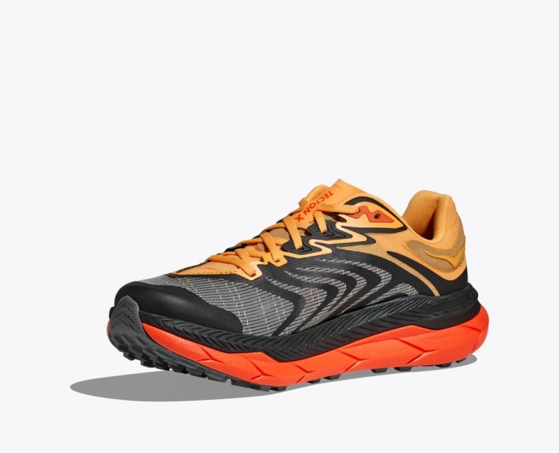 HOKA Tecton X 2 Men's Trail Running Shoes Black / Orange / Red | 35074LOPM