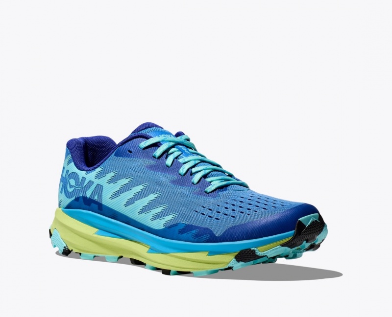 HOKA Torrent 3 Men's Trail Running Shoes Blue / Green | 08942GFAY