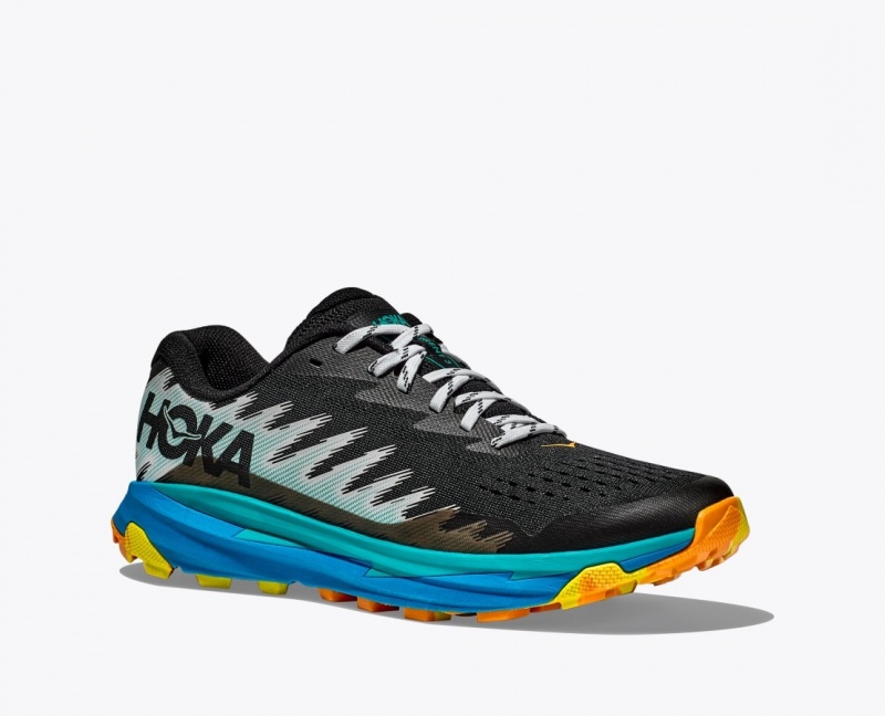 HOKA Torrent 3 Men's Trail Running Shoes Black / Blue | 53290JRIO