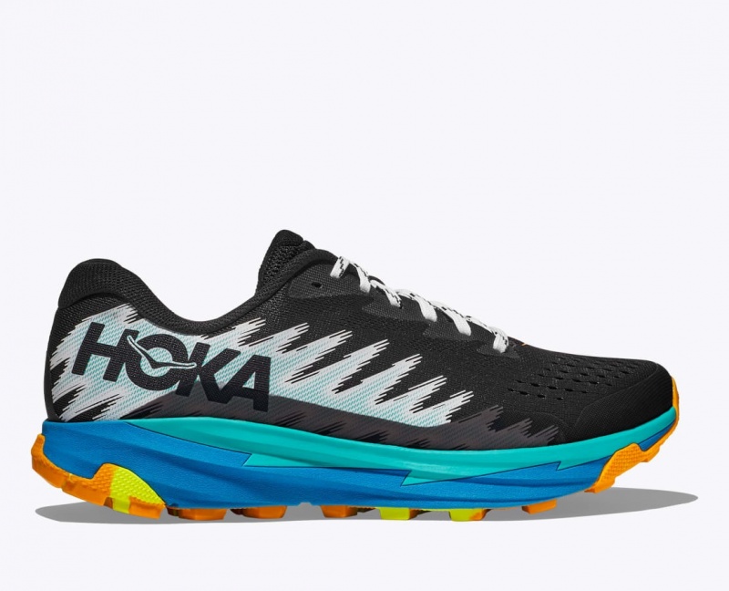 HOKA Torrent 3 Men\'s Trail Running Shoes Black / Blue | 53290JRIO