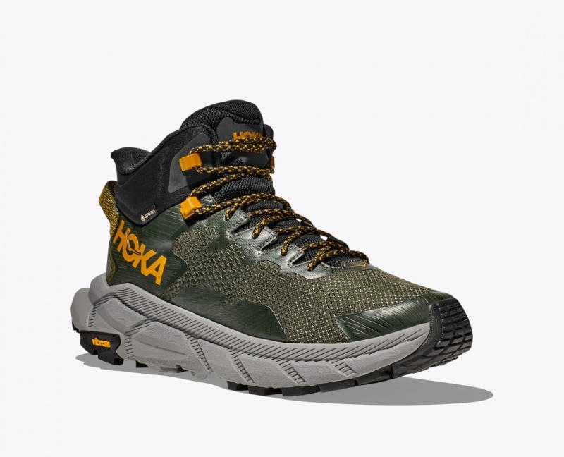 HOKA Trail Code GTX Men's Hiking Boots Dark Green | 04516LDXB