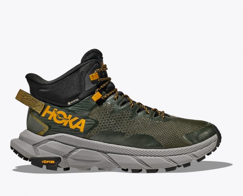 HOKA Trail Code GTX Men\'s Hiking Boots Dark Green | 04516LDXB