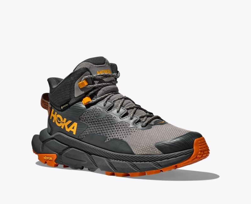 HOKA Trail Code GTX Men's Hiking Boots Grey / Black | 65420ZIYQ