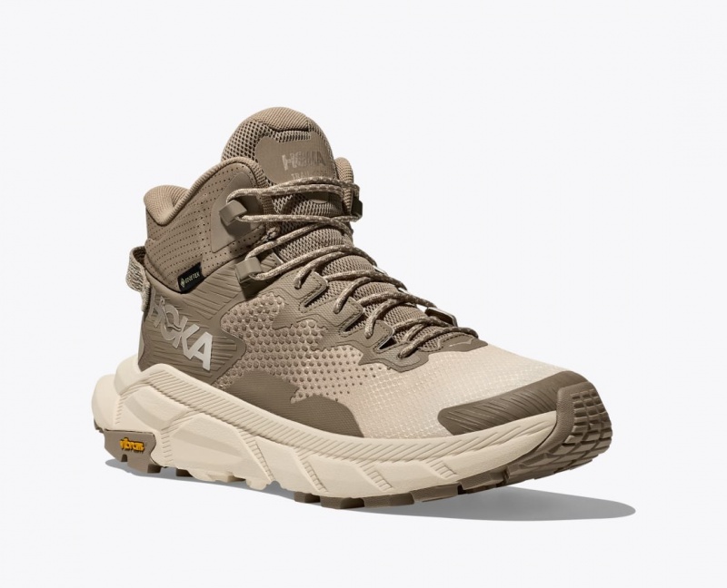 HOKA Trail Code GTX Men's Hiking Boots Khaki / Beige | 95231RWPQ