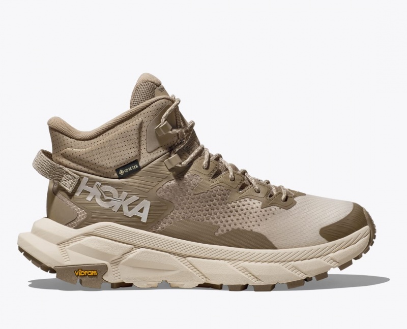 HOKA Trail Code GTX Men\'s Hiking Boots Khaki / Beige | 95231RWPQ