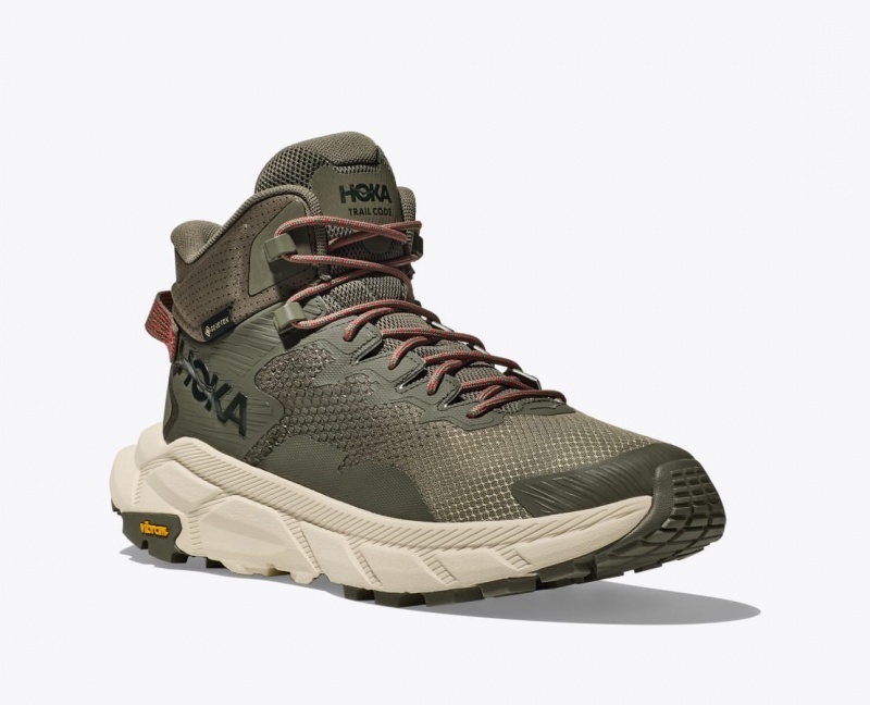 HOKA Trail Code GTX Men's Hiking Boots Olive Green | 36715DTCV