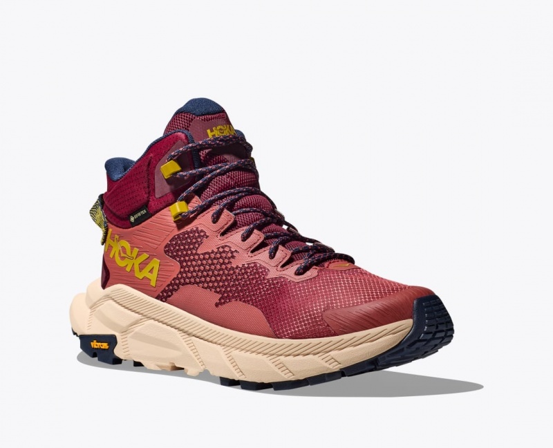 HOKA Trail Code GTX Men's Hiking Boots Red Brown | 93028TKHF